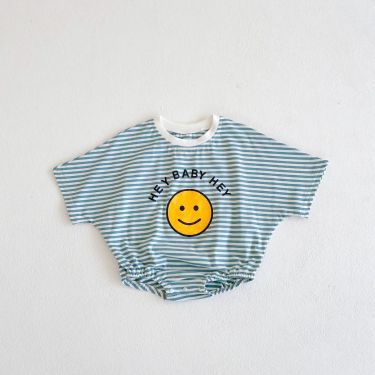 Stripe Smiley Sleeveless Romper - Cutton