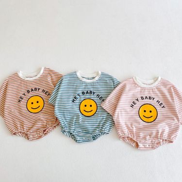 Stripe Smiley Sleeveless Romper - Cutton