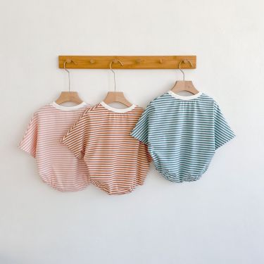 Stripe Smiley Sleeveless Romper - Cutton
