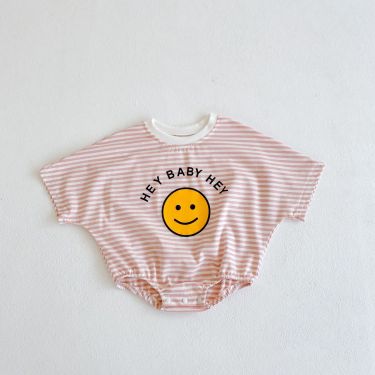 Stripe Smiley Sleeveless Romper - Cutton